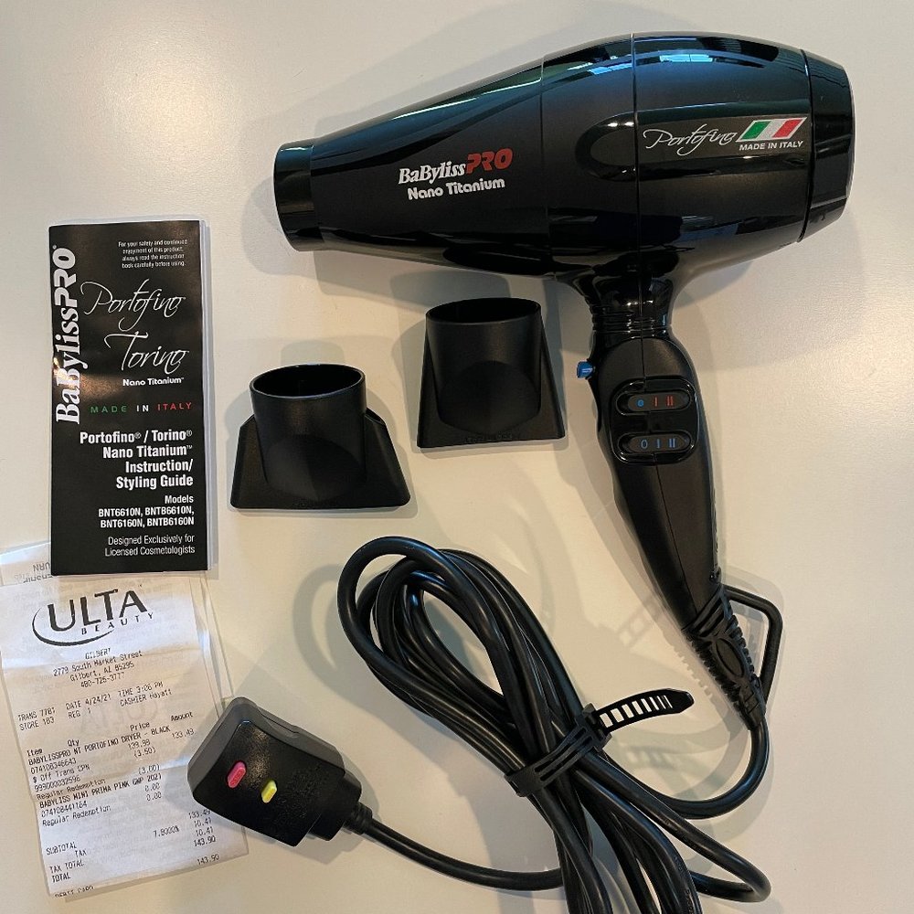**Like New** BaByliss PRO Nano Titanium Portofino Hair Dryer